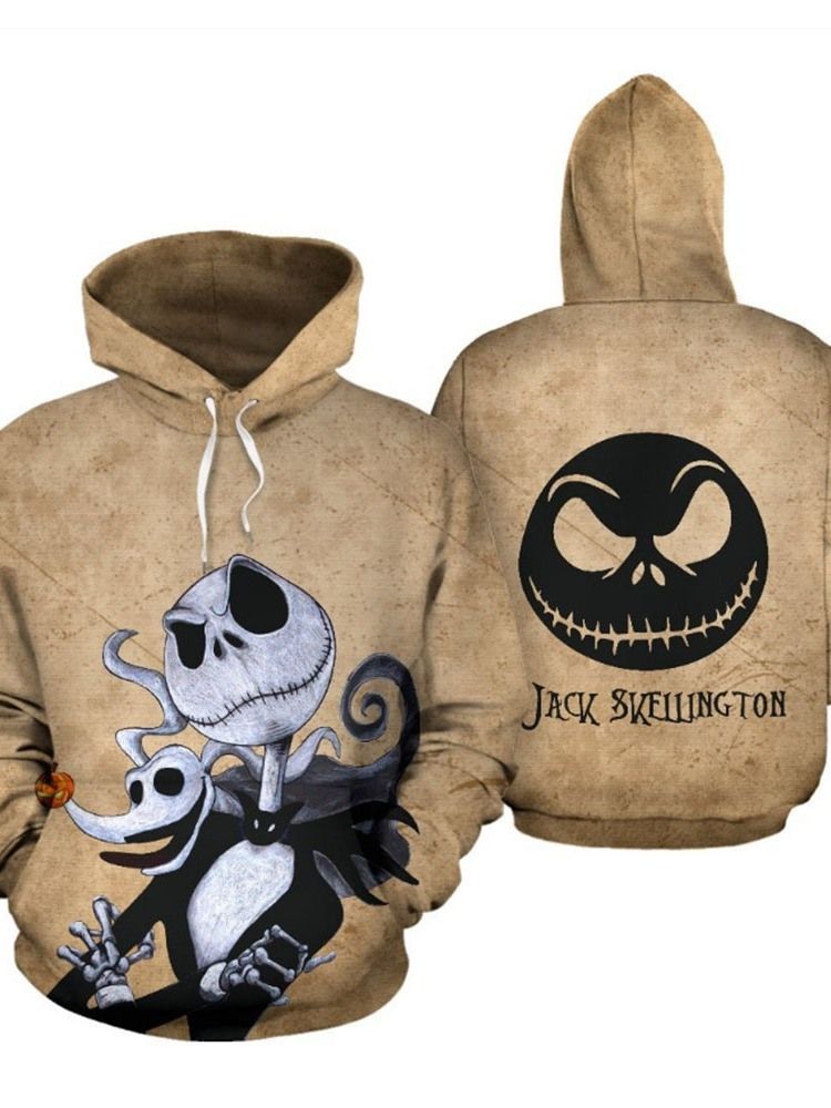 Pullover Skull Print Spring Casual Hoodies