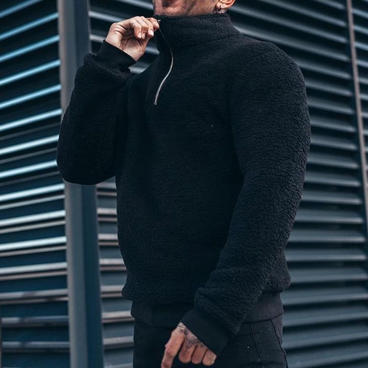 Pullover Vanlig Dragkedja Casual Lösa Hoodies