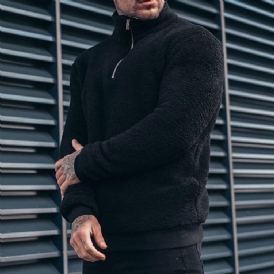 Pullover Vanlig Dragkedja Casual Lösa Hoodies