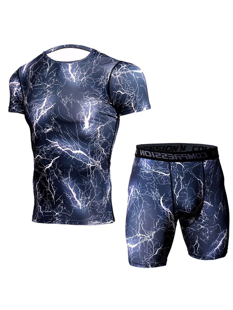 Anti-Svettshorts För Herrtryckt Tröja Sportset
