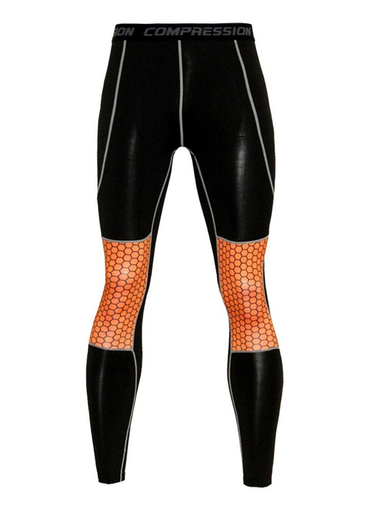 Bomullsblandningar För Män Andas Leggings Med Färgblocktryck