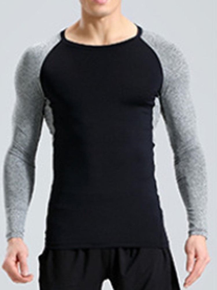Color Block Pullover Långärmad Quick Dry Gym Sport Toppar