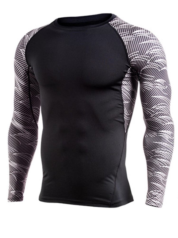 Color Block Pullover Långärmad Quick Dry Gym Sport Toppar