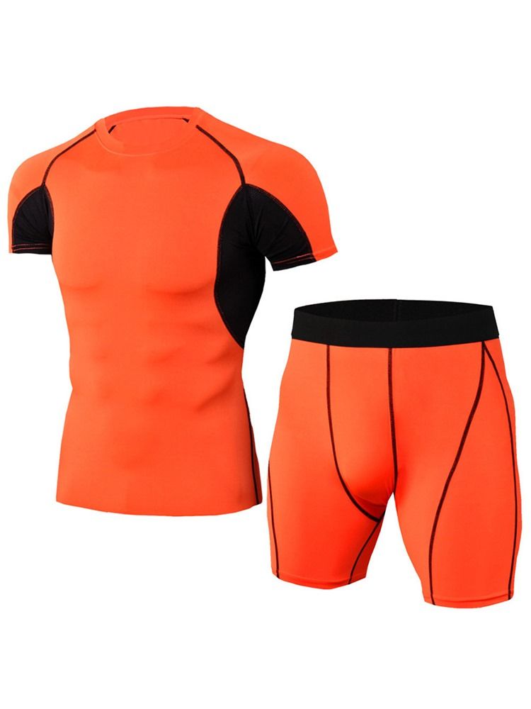 Färgblockshorts För Män Sportset