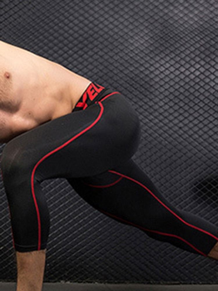 Herr Färgblock Snabbtorka Mid-Calf Sportbyxor