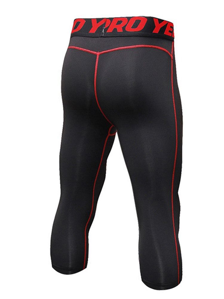 Herr Färgblock Snabbtorka Mid-Calf Sportbyxor