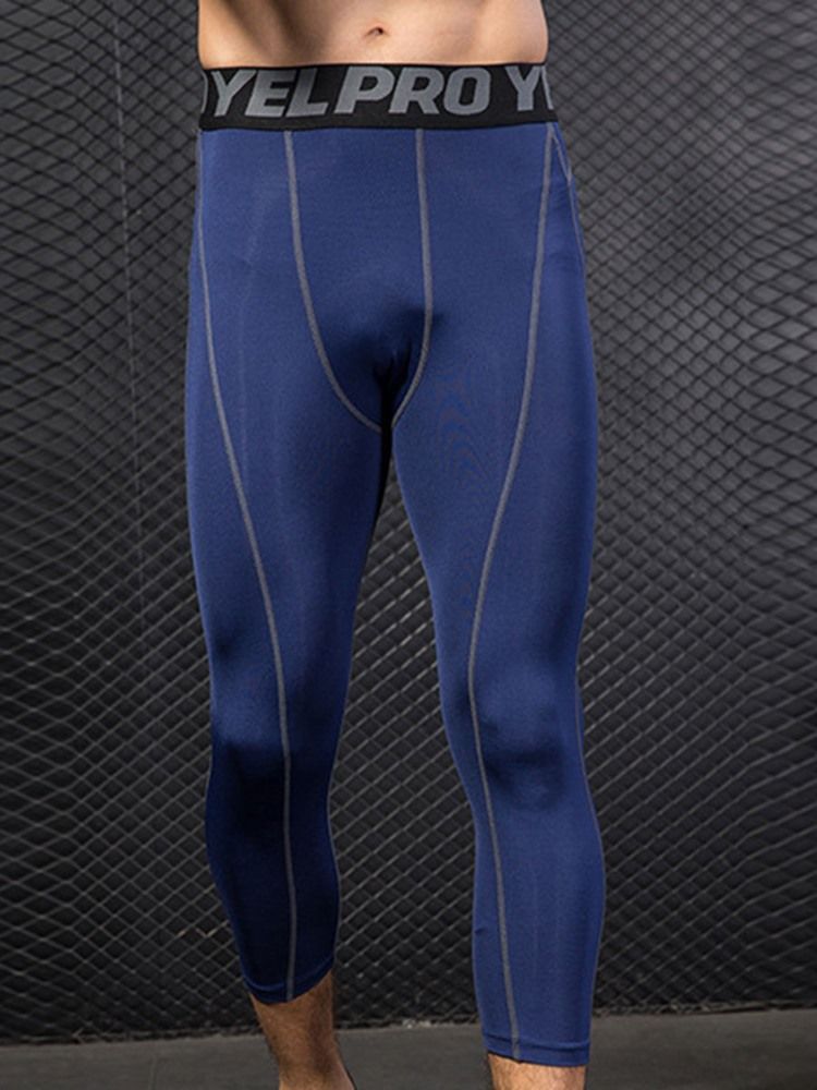 Herr Färgblock Snabbtorka Mid-Calf Sportbyxor