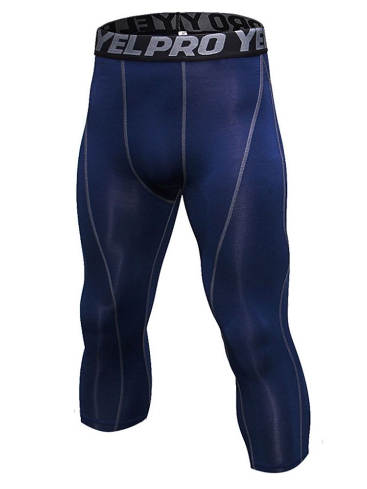 Herr Färgblock Snabbtorka Mid-Calf Sportbyxor
