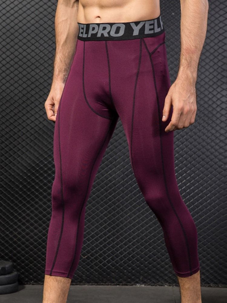 Herr Färgblock Snabbtorka Mid-Calf Sportbyxor