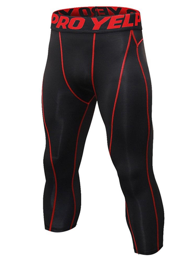 Herr Färgblock Snabbtorka Mid-Calf Sportbyxor