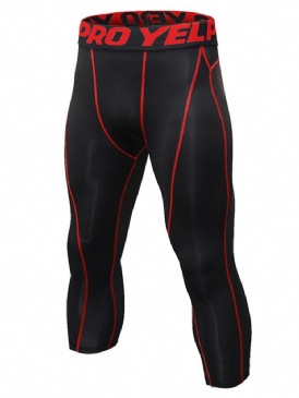 Herr Färgblock Snabbtorka Mid-Calf Sportbyxor