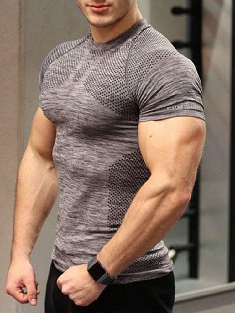 Herr Med Fast Anti-Svetttryck Kortärmad Gym Sport T-Shirt