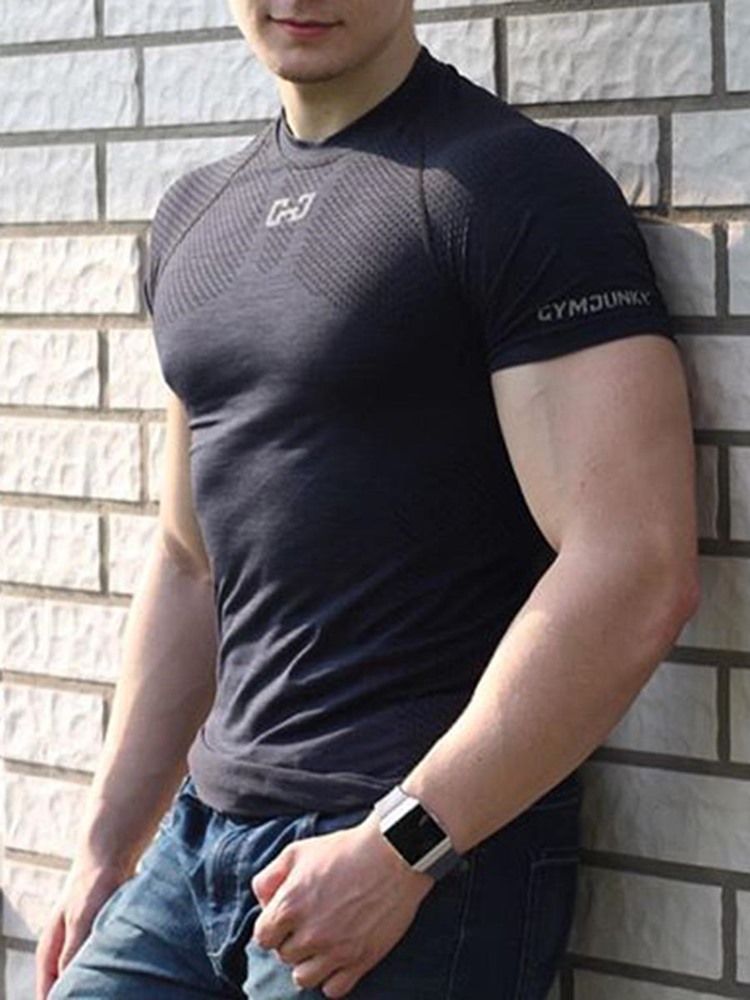 Herr Med Fast Anti-Svetttryck Kortärmad Gym Sport T-Shirt