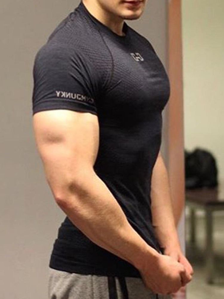 Herr Med Fast Anti-Svetttryck Kortärmad Gym Sport T-Shirt