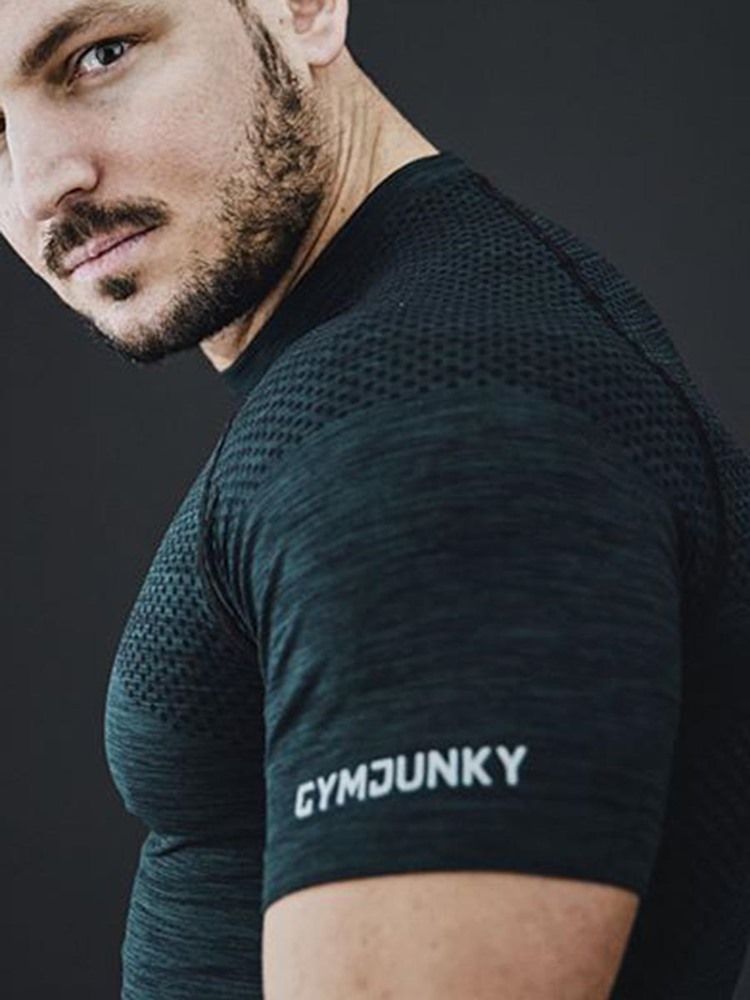 Herr Med Fast Anti-Svetttryck Kortärmad Gym Sport T-Shirt