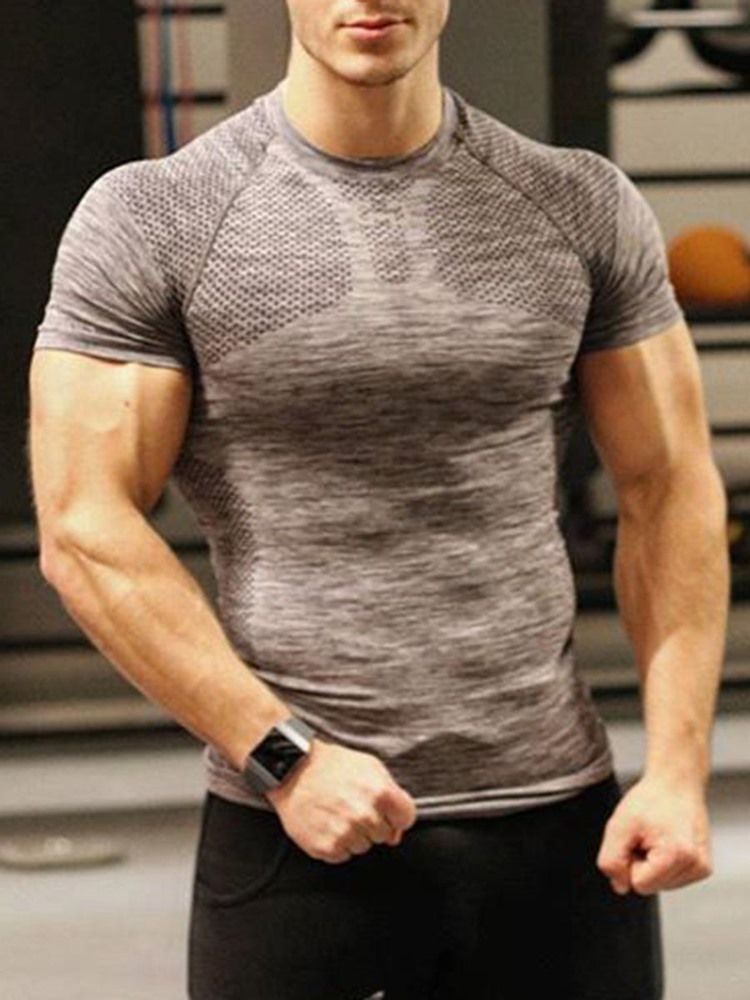 Herr Med Fast Anti-Svetttryck Kortärmad Gym Sport T-Shirt