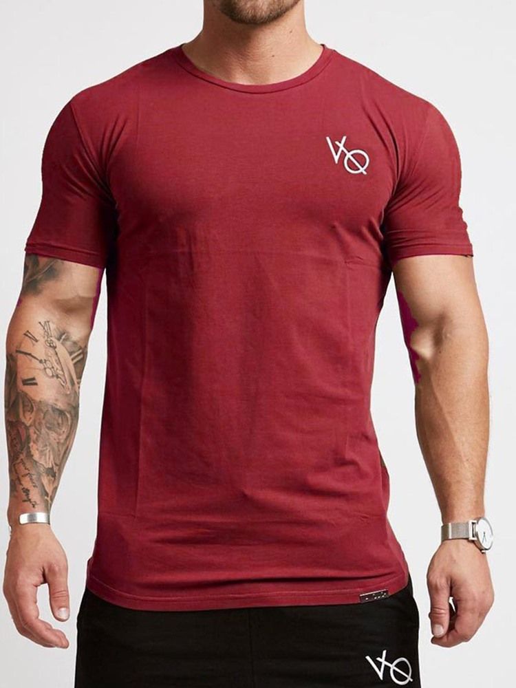 Kortärmad Tröja Med Andastryck För Män Gym Sport T-Shirt