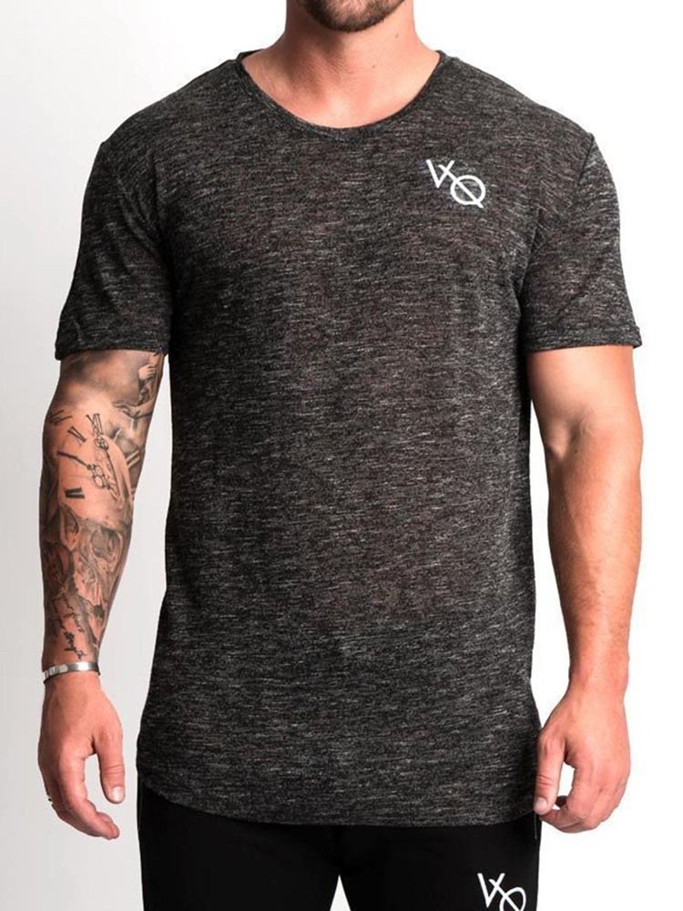 Kortärmad Tröja Med Andastryck För Män Gym Sport T-Shirt