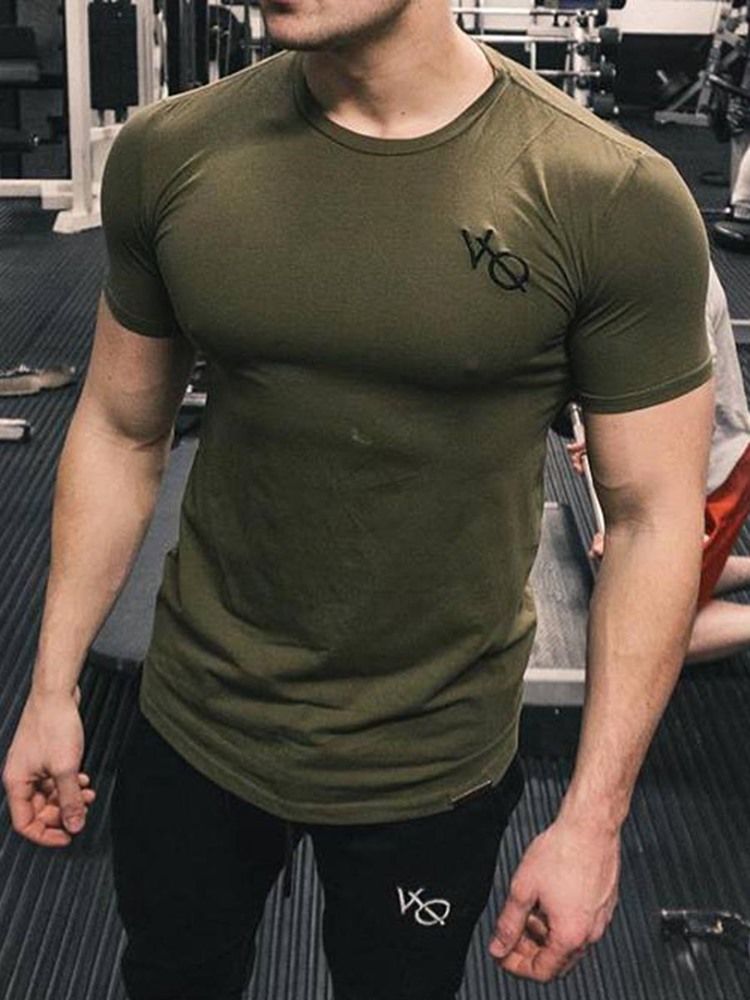 Kortärmad Tröja Med Andastryck För Män Gym Sport T-Shirt