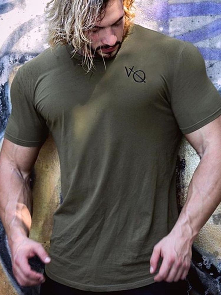 Kortärmad Tröja Med Andastryck För Män Gym Sport T-Shirt