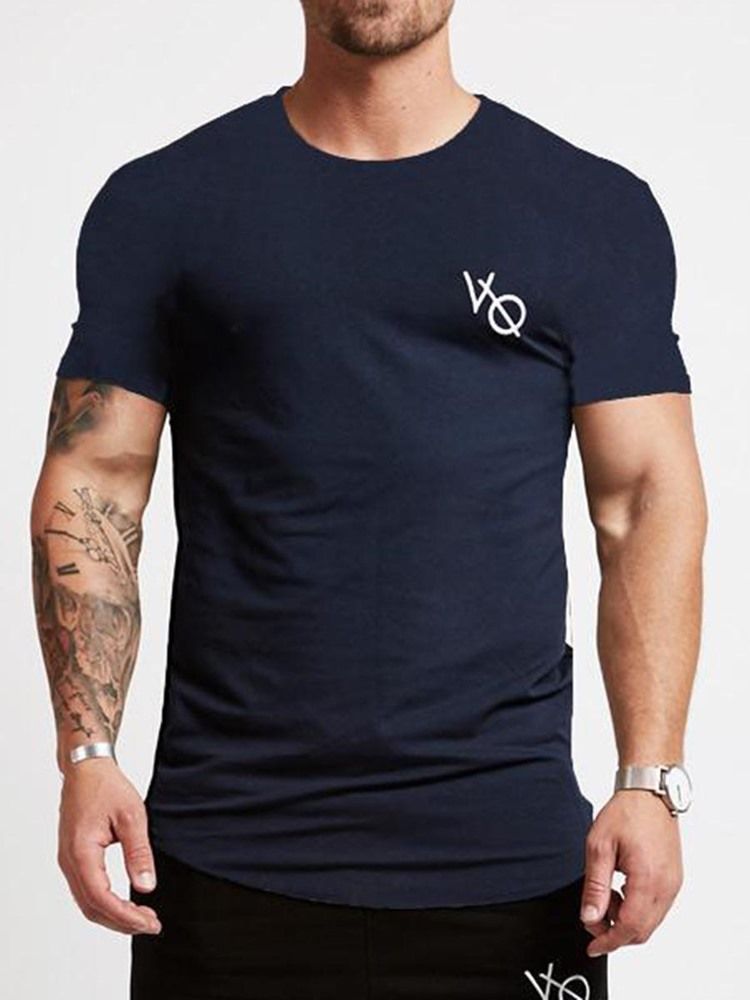 Kortärmad Tröja Med Andastryck För Män Gym Sport T-Shirt