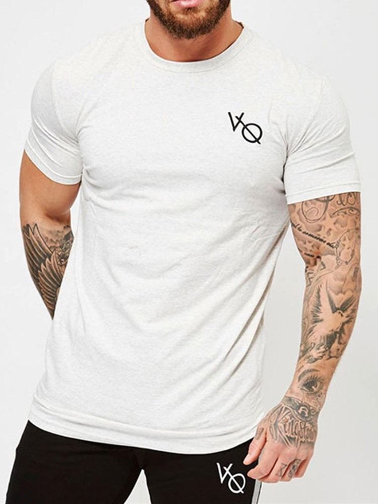 Kortärmad Tröja Med Andastryck För Män Gym Sport T-Shirt