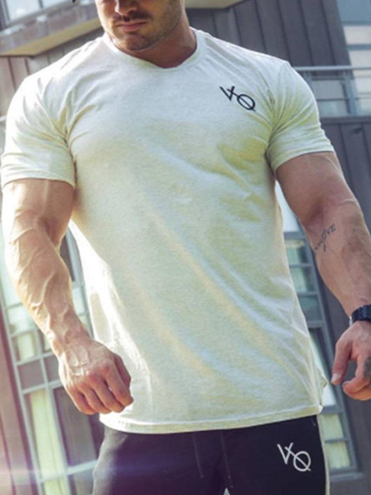 Kortärmad Tröja Med Andastryck För Män Gym Sport T-Shirt
