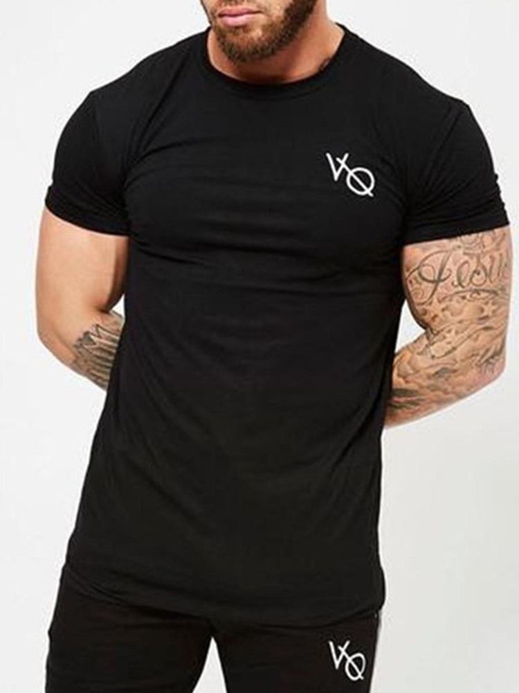 Kortärmad Tröja Med Andastryck För Män Gym Sport T-Shirt