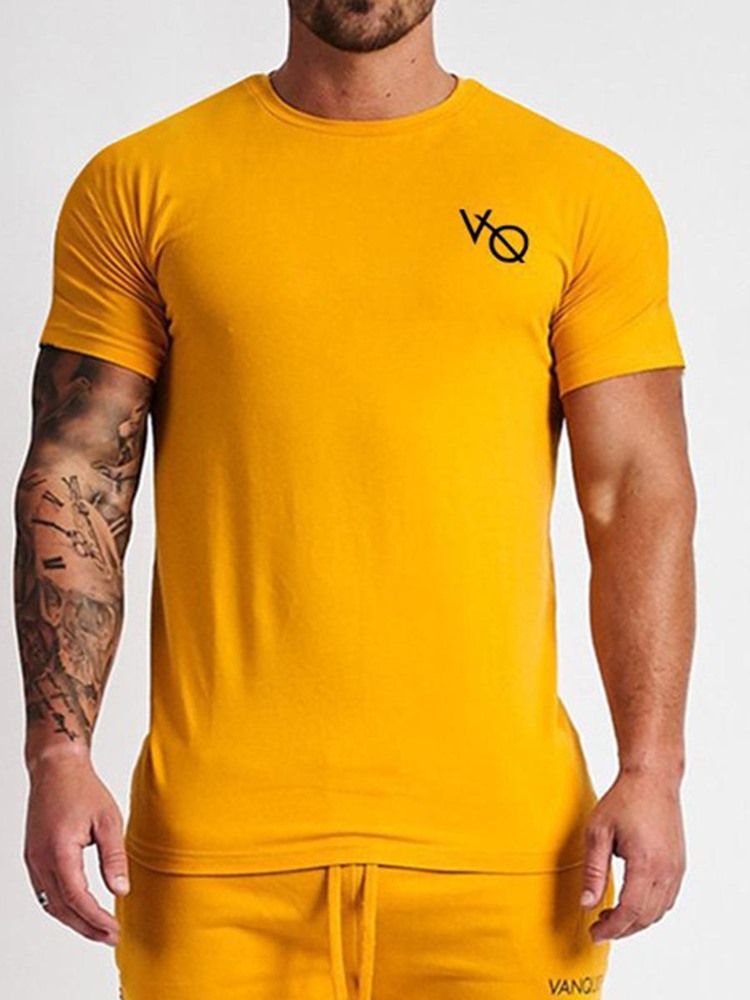 Kortärmad Tröja Med Andastryck För Män Gym Sport T-Shirt