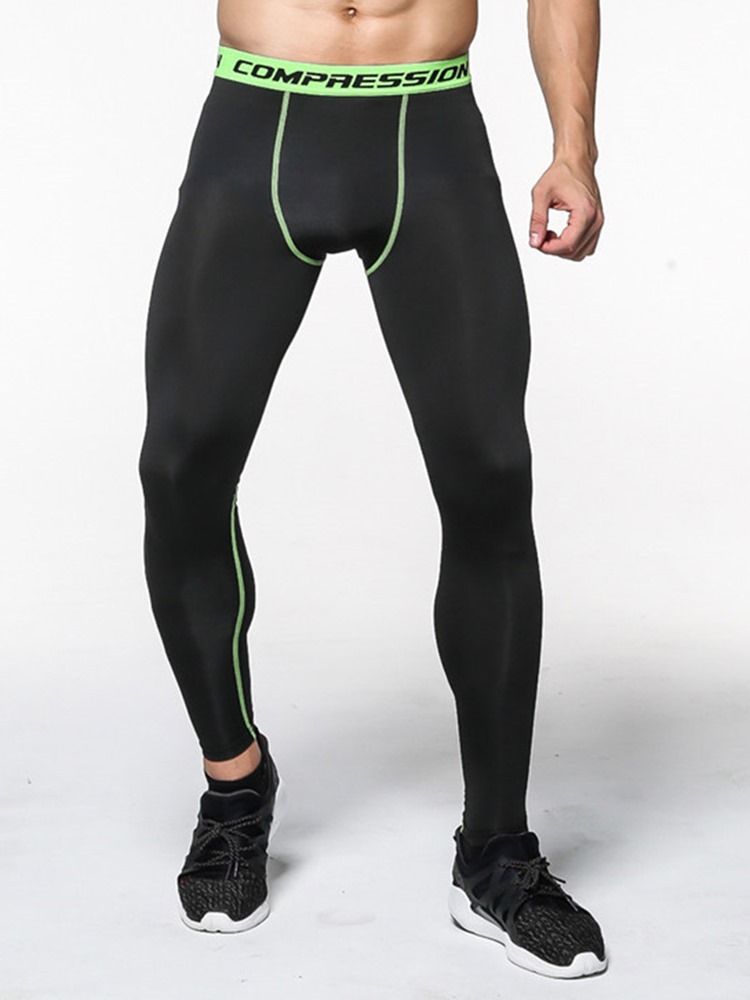 Män Anti-Svett Color Block Polyester Sport Leggings