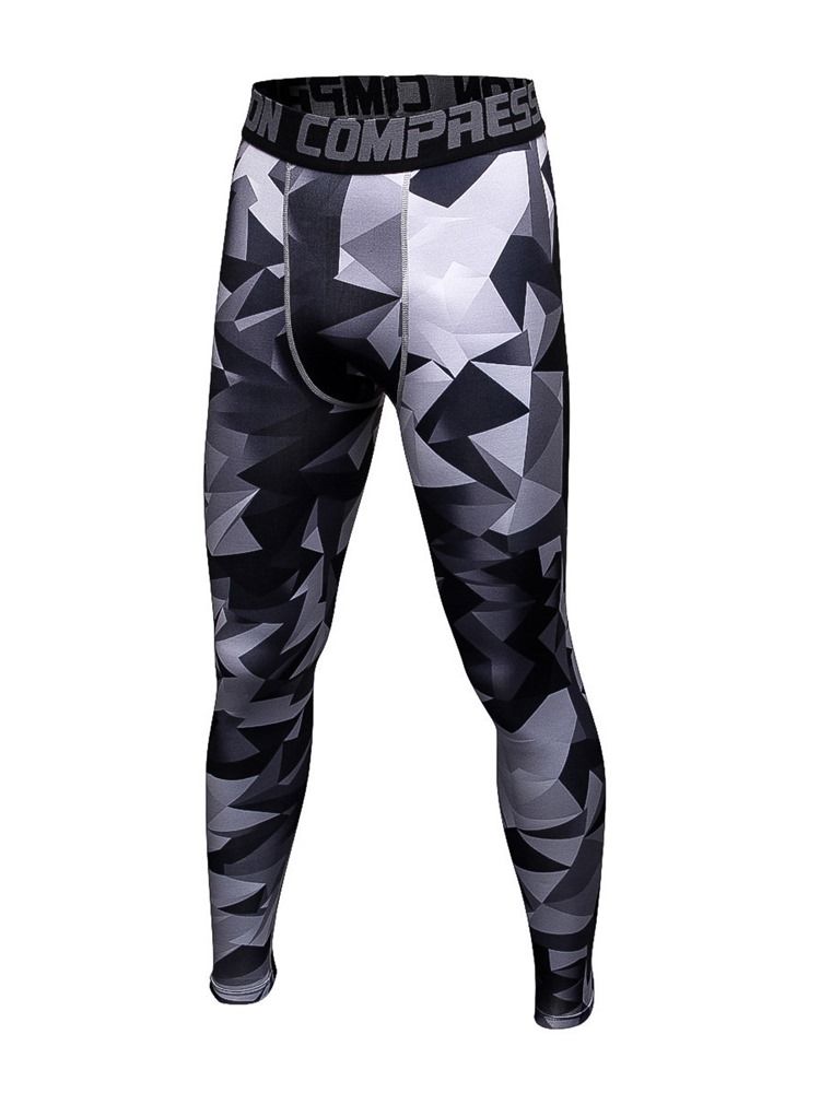 Män Anti-Svett Color Block Polyester Sport Leggings