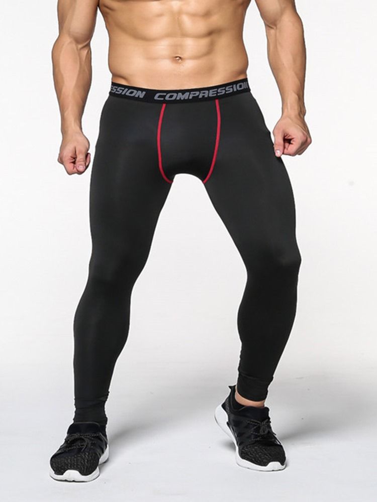 Män Anti-Svett Color Block Polyester Sport Leggings