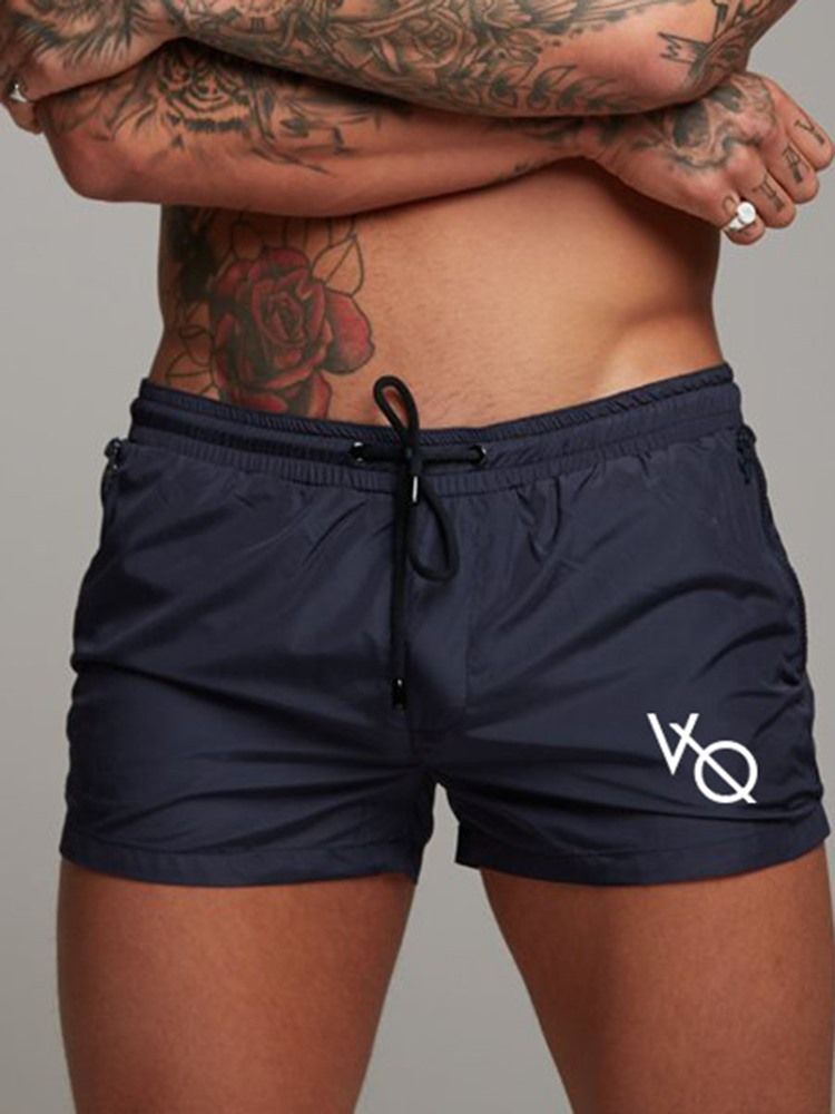 Snabbtorkande Bokstavshorts För Män Sportbyxor