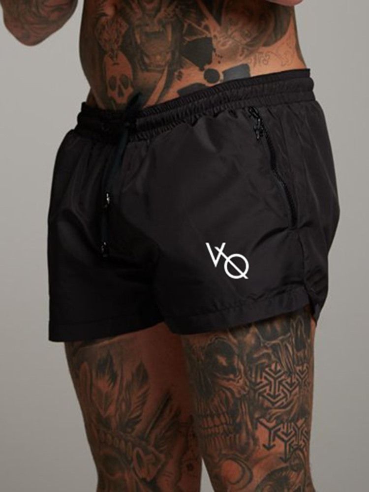 Snabbtorkande Bokstavshorts För Män Sportbyxor