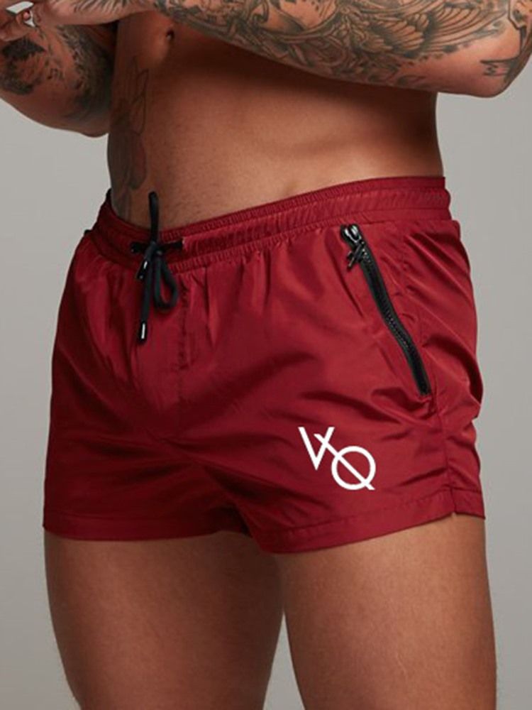 Snabbtorkande Bokstavshorts För Män Sportbyxor