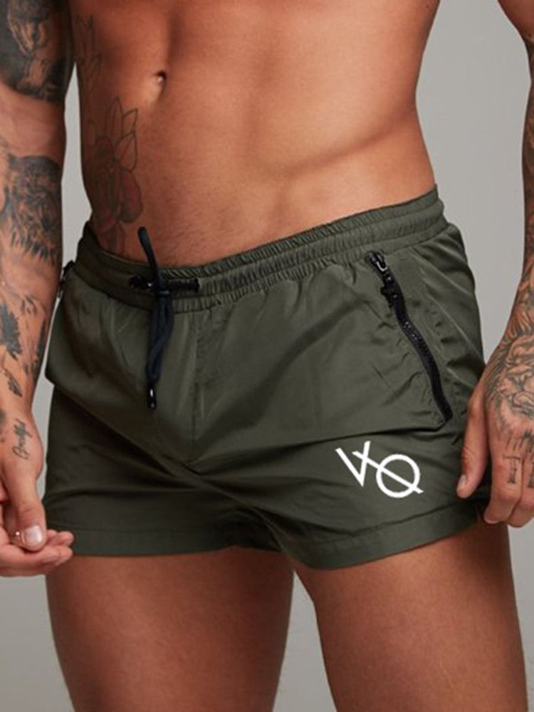 Snabbtorkande Bokstavshorts För Män Sportbyxor