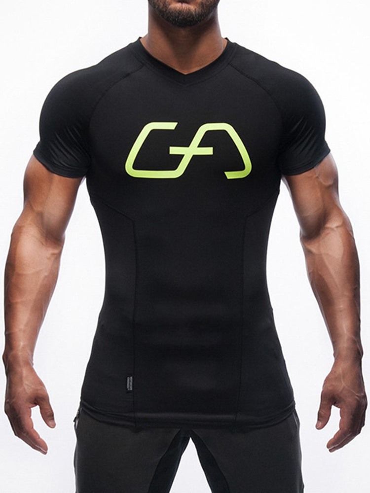 Snabbtorkande Färgblock För Män Kortärmad T-Shirt För Gym
