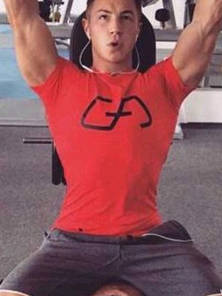 Snabbtorkande Färgblock För Män Kortärmad T-Shirt För Gym