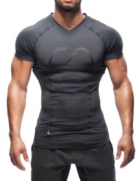 Snabbtorkande Färgblock För Män Kortärmad T-Shirt För Gym