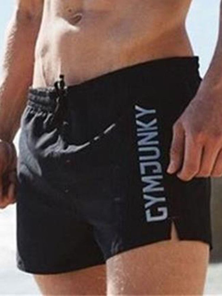 Snabbtorkande Sommarsportshorts För Män Som Andas Med Bokstavstryck
