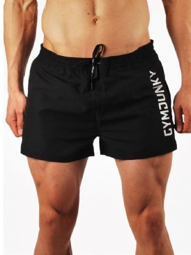 Snabbtorkande Sommarsportshorts För Män Som Andas Med Bokstavstryck