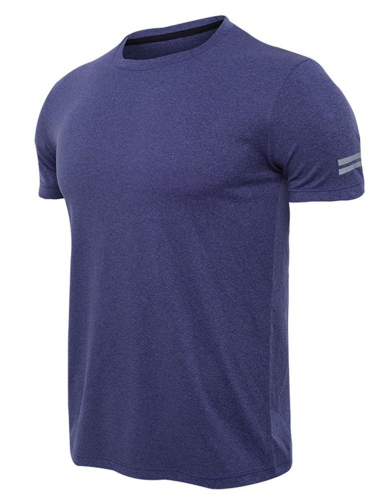 Solid Snabbtorkande Kortärmad Gymsport T-Shirt För Män