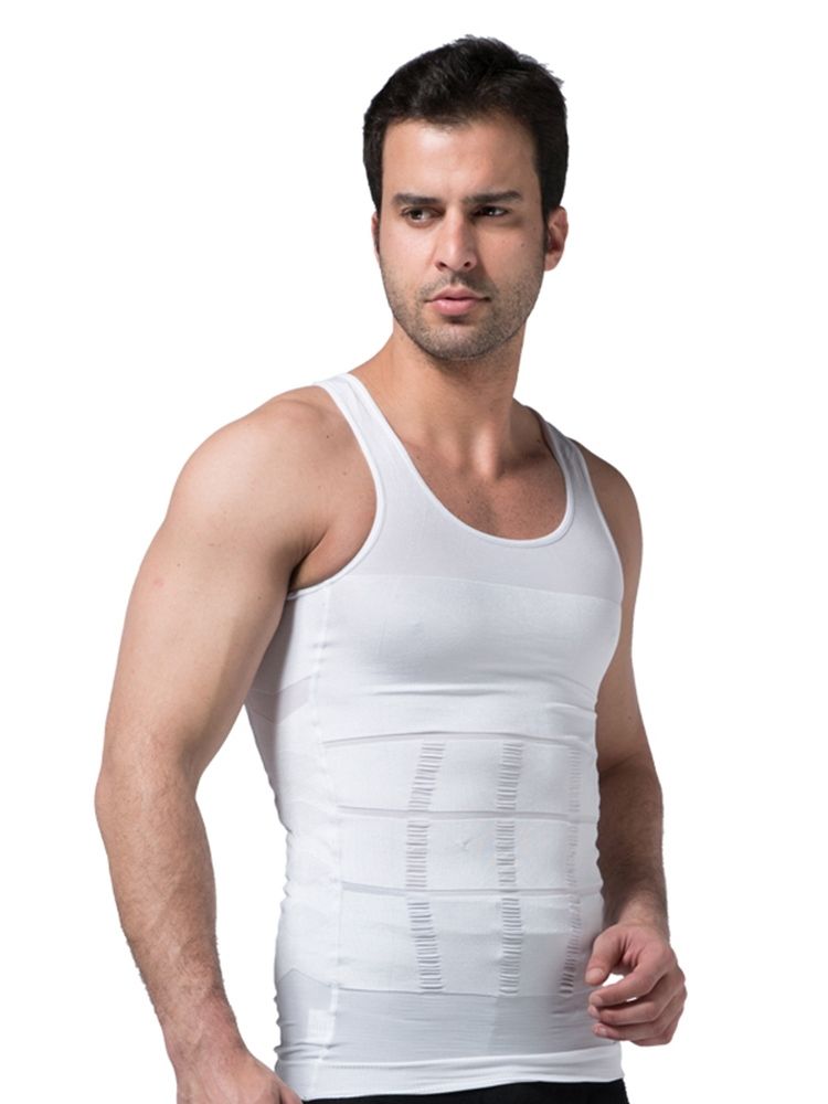 Solid Ventilerande Body Shaping Sportväst Topp För Män