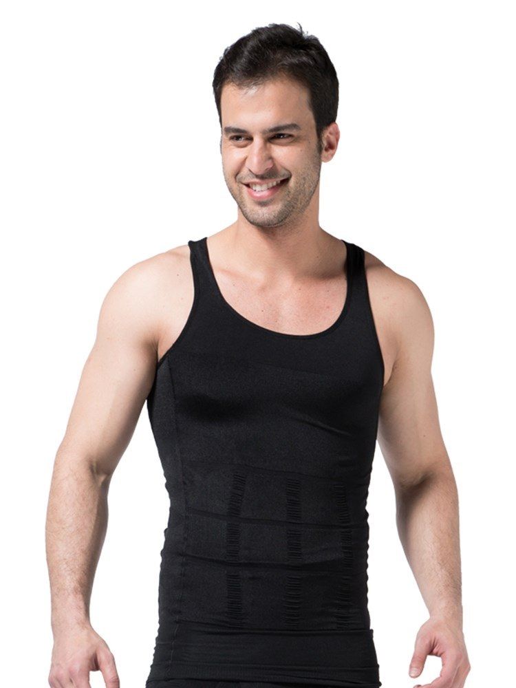 Solid Ventilerande Body Shaping Sportväst Topp För Män