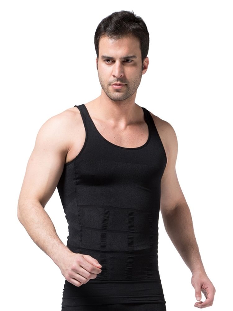Solid Ventilerande Body Shaping Sportväst Topp För Män