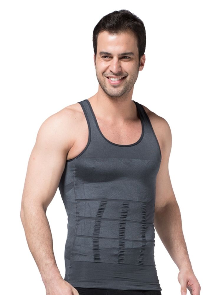 Solid Ventilerande Body Shaping Sportväst Topp För Män