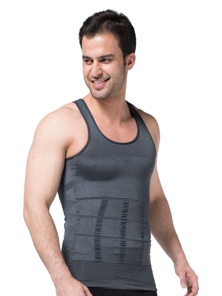 Solid Ventilerande Body Shaping Sportväst Topp För Män