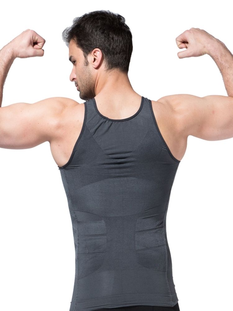 Solid Ventilerande Body Shaping Sportväst Topp För Män