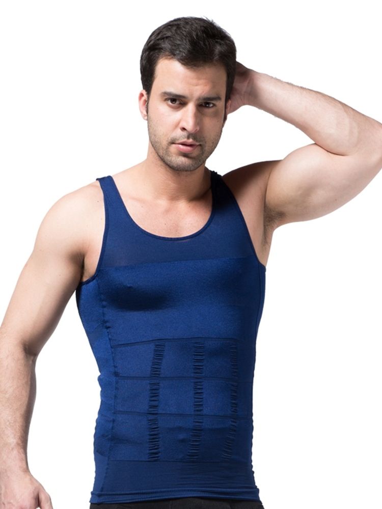 Solid Ventilerande Body Shaping Sportväst Topp För Män