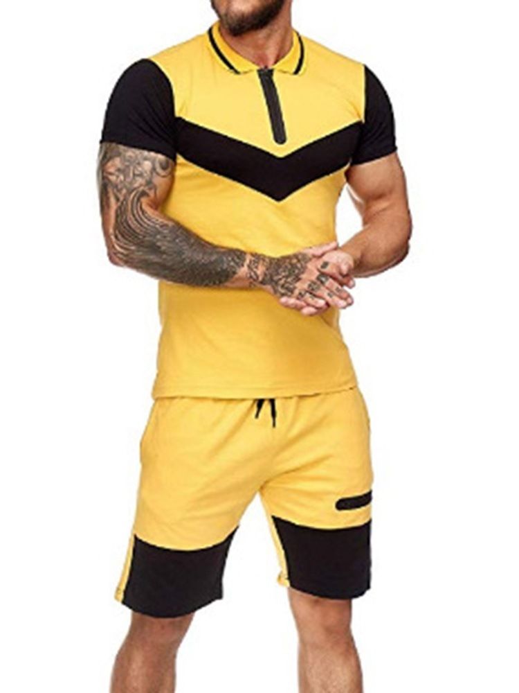 Sport T-Shirt Color Block Sommar Outfit